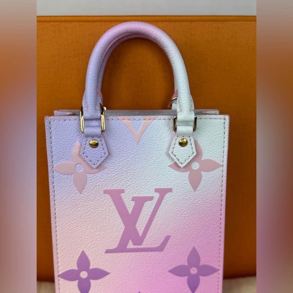 Louis Vuitton Petit Sac Plat Satchel Top Handle Bag Pastel Pink Canvas. - Picture 2 of 16